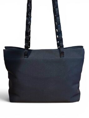 Salvatore Ferragamo Black Nylon Tote with Gancini Link Strap